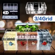 4Grid Acrylic Fighter Tank for Betta and Fighting Fish LED Light w/ Water Pump