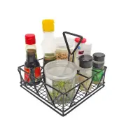 8X8X7" Wire Condiment Caddy Tabletop Salt Pepper Ketchup Bottle Organizer