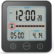 Waterproof Digital Bathroom Shower Clock with Alarm, Timer & Large LCD Display