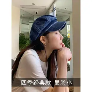 牛仔女水洗做舊畫家八角貝雷帽子