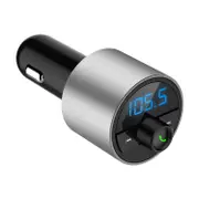 Mini LED Display Dual USB bluetooth Hands-free Smart Quick Wireless 3.6A Car Charger with Microphone 27 SILVER