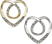 [Generic] 2pcs Crystal Brooches Heart Scarf Brooch Pin Silk Women Scarf Clasp Accessories Clip Button Knotted Ring Scarves