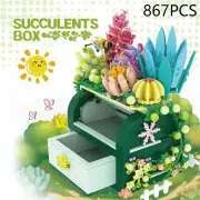 867PCS Succulent Plant Treasure Box Building Blocks Creative Storage Set