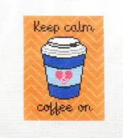 Lauren Bloch Keep Calm Coffee On Ornament Handpainted Needlepoint Canvas