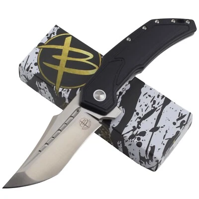 Begg Knives Astio Black G10 Framelock Folding Knife BG008 Tanto Blade