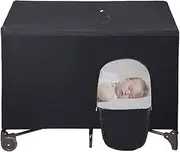 Pack N Play, Crib Canopy Cover for Pack and Play, Foldable Baby Bed Cover with Safety Vents, Portable Crib Sunshade for Indoor Outdoor Black