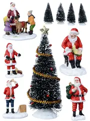 Santa, Father Christmas, St Nick & Kris Kringle Christmas Figurines - 10 Piece Set