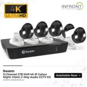 Swann 6 Camera 8 Channel 4K NVR-8680 Security System, 2TB HDD, Heat & Motion