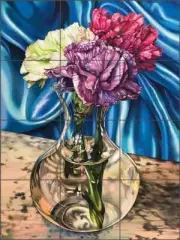 Floral Tile Backsplash Nancy Jacey Flower Art Ceramic Mural NJ106