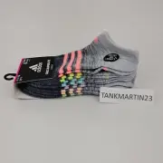 Adidas Youth Girls 6 Pair Superlite Socks Purple Blue Pink Pastel Stripes Size