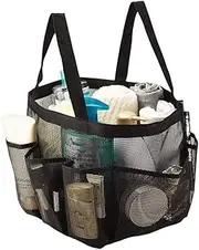 Generic Mesh Shower Caddy Portable Shower Bag Multi-pockets Shower Tote Bag Large Capacity Shower Organizer Bag with Handle for Beach Swimming Gym