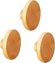 Perfk 3Pcs Wooden Coat Hooks Door Hanging Holder Handmade Modern Hanger Craft Clothes Rack Round Wall Hooks for Bags Scarf Entrance, 7.5cm Dia