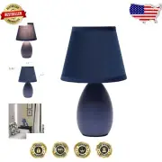 Compact Mini Ceramic Table Lamp Set - 9.45" Blue Oblong Design for Any Room