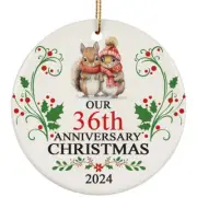 Cute Squirrel Couple Ornament Our 36th Anniversary Christmas 36 Years Loved Gift