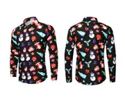 Mens Christmas Printed Shirt - Blue