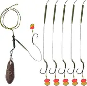 FUSIGO Carp Fishing Rigs Kit Carp Hair Rigs with Carp Sinker Weights Hooks Quick Change Rolling Swivels Sleeves Bait Corns Boilie Leader Rigs Carp Fishing Accessories