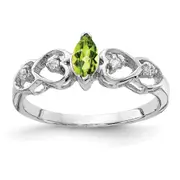 Solid 14k White Gold 6x3mm Marquise Simulated Peridot A CZ Ring