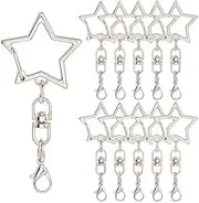 SOFPLATE 1 Box 40Pcs Star Shaped Keychain Clip Silver Star Clasp Bulk Alloy Lobster Claw Clasps with Swivel Hook Hanging Buckle Spring Gate Ring for DIY Crafts Key Ring Making Keychain Accessories