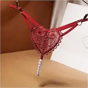 [CXJGCRDM] Belly Chain Transparent Women Panties Sweet Underwear Open Crotch Thongs Embroidery Sexy Lingerie Erotic Beaded Thong Lingerie for Women
