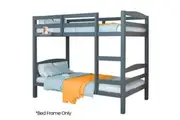 KINGSTON SLUMBER Single Bunk Bed Frame, Solid Pine 2-in-1 Modular Design, Converts to 2 Single Beds, For Kids, Grey