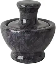 Traditional Grind, Marble Grinder Creative Mushroom Head Garlic Mortar Pepper Spice Crushing Pot Pestle Set Medicine Grinder Masher(Black)