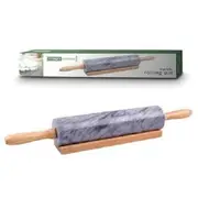 Marble Rolling Pin with Wood Base Cradle for Pastries Dough Pastry Chef