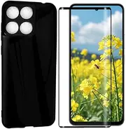 MAOUICI Cover for Motorola Edge 60 Fusion Phone Case,Anti Fingerprint TPU Soft Shell，Tempered Glass Screen Protector [1 Pack] [6.67 inches] Black