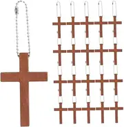 [NUSITOU] 50pcs Mini Cross DIY Cross Necklace Charm Cross Charm for Bracelet Cross Charm for Craft Projects Cross Pendant with Keyrings Cross Charm for Earrings Wood Brown