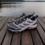 Merrell Boulder Gray West Rim Hiking Shoe US 11.5 Outdoor Suede Mesh Boots
