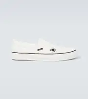 [Undercover] Undercover Embroidered cotton canvas slip-on shoes UK 9.5-11 white