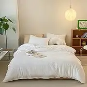 CLOTHKNOW White Queen Comforter Set - 3Pcs Solid Bedding Set