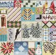Needlepoint Handpainted Needle Crossings Winter Quilt 7"