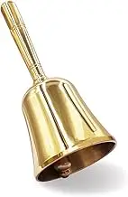 Hourwof Loud Hand Call Bell,Solid Brass Dinner Bell Service Bell Pet Training Bell Jingle Bell,Gold
