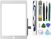 White Touch Screen Replacement Parts Digitizer Glass Assembly for iPad 7 7th Generation 2019 10.2 inch (A2197 A2198 A2200) Without Home Button +Pre-Installed Adhesive +Professional Tool Kit