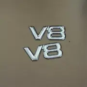 2x Chrome V8 Small Silver Metal Sticker Badge Emblem Decal Motor Hatchback Turbo (for: Peugeot)