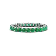 TriJewels Emerald Eternity Ring Stackable 1 1/5 ctw 14K White Gold JP:19811