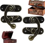 Vintage Style Hasp Latch - 2pcs Retro Antique Box Trigger Latch Lock | 2 Tiny Hasp Latch, Antique Small Box Cabinet Door Locks, Vintage Style Hook Latch for Jewelry Box, Toolbox & Suitcase