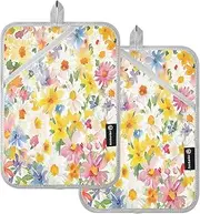 Kitchen Pot Holders Heat Resistant Austria Edelweiss Beauty Summer Flowers Colorful Potholders with Pocket Hotpads Oven Mitts 2 Pack