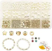 [TeCnr] 727PCS Beads for Bracelets Making Kit DIY Pearl Jewelry Adults Charms String Crystal Supplies。
