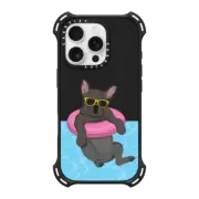 iPhone 16 Pro Bounce Case MagSafe Compatible Swimming Frenchie (Black)