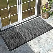 Yimobra Front Door Mat Outside Entrance 47 x 24, Waterproof and Washable Outdoor Mat, Non Slip Rubber Backing, Heavy Duty Welcome Matt for Home Entry Floor Porch Garage Office, Low Profile, Grey