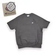 Champion Reverse Weave Short Sleeve Sweatshirt Gray Men's Size Small Boxing Gym