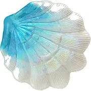 BESPORTBLE 1Pc Shaped Decorative Glass Storage Tray Trinkets Display Holder for Jewelry Accessories Elegant Blue Design for Home Bathroom Living Present Idea