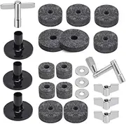 HIDOSNG Cymbal Replacement Accessories, 23 Pcs Replacement for Drum Set,Cymbal Felts Hi-Hat Clutch Felt Hi Hat Cup, Felt Cymbal Sleeves with Base Wing Nuts, Cymbal Sleeves Base Wing Nuts(grey)
