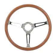 Steering Wheel Walnut with Chrome Split Spokes for 1963-1982 Chevrolet Corvette (for: Chevrolet)
