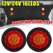 2x Round LED Tail Lights Stop Indicator Reverse Lamps Trailer Truck Ute Yellow