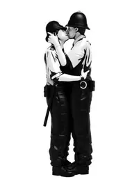 在飛比找Yahoo!奇摩拍賣優惠-Banksy Kissing Coppers mighty 