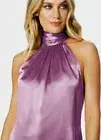 Ramy Brook Women's Silk Lori High Neck Top, Medium, Mauve, $295, NWT