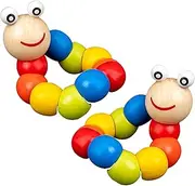 Tummy Time Caterpillar, 2PCS 7.9 Inch Wood Caterpillar Fidget Toy, Cute Colorful Crawling Toys, Developmental Baby Toys for Boys Girls, Tummy Time, Fidget Toy