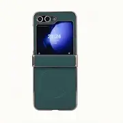 Rigid PC Case for Samsung Galaxy Z Flip6 Cover,Artificial Leather Litchi Leather Pattern, Magnetic Suction, Electroplating, Anti-Fall Mobile Phone Protective Cases,Green